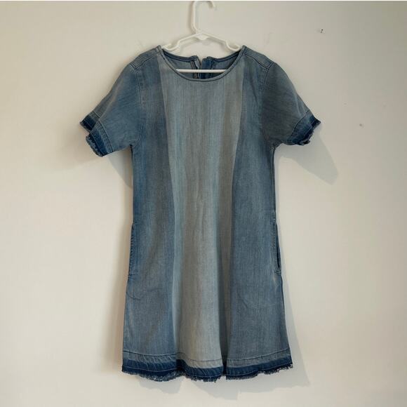 NWT DL1961 Blue Coast Denim Dress – Two-Tone Short Sleeve, Girls Size Small - Picture 1 of 7